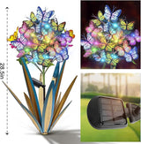 Homight Solar Metal Agave Butterfly Flower Stick Garden Sculpture - Outdoor Christmas Lights With Swaying Butterfly Sunflower - Solar Outdoor Gift (3 PCS Blue)