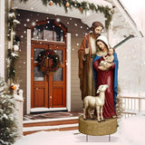 Metal Christmas Outdoor Nativity Scene for Yard with Stake 30 Inch Large Christmas Nativity Set with Baby Jesus Mary and Joseph Outside Waterproof Religious Yard Lawn Signs for Garden Lawns Decoration