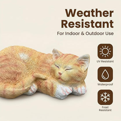 Garden Decor Cat Statue Outdoor Statue, Cat Figurines Garden Statues & Sculpture Decoration, Sleeping Cat Statue Decor for Patio, Porch and Lawn, Cat Gifts for Cat Lover and Women, Cat Memorial Stone