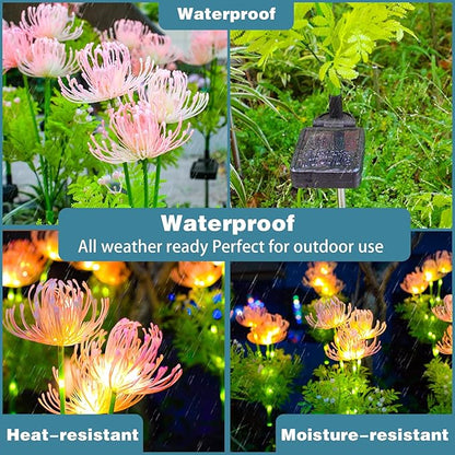 Solar Garden Lights, Solar Flowers Lights with Glowing Flowers & Stems, Upgraded Solar Panel, Outdoor Lights for Garden Decoration,Yard Decor and Gift for Mother (4 Pack)