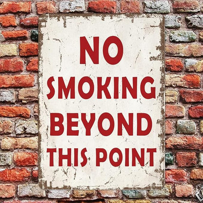 No Smoking Beyond This Point Street Metal Signs Vintage No Rust Safety Man Cave Warning Aluminum Metal Tin Sign for Garden Patio Yard Cafe Pub Home Decor Wall Art Print Poster 12x16 Inch