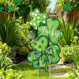 FYSUIMU St. Patrick' s Day Outdoor Decorations Shamrock Yard Stakes 31 Inch Irish Lucky Clover Yard Sign for Home Garden Lawn Porch Patio Walkway Decor