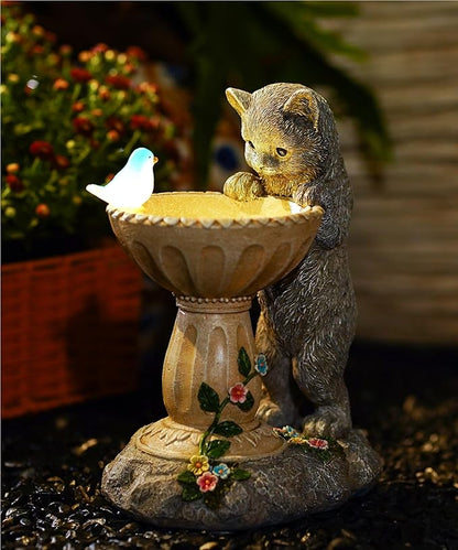 Cat Statues for Bird Bath: Outdoor Sculptures for Garden Lawn Patio Yard Balcony Porch - Unique Gifts for Mother Grandma Women