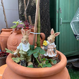 Rabbit Statues Outdoor, Bunny Garden Statue Patio Yard Deco Lucky Rabbit Outdoor Bunny Figurines and Statues Grandma Mom Women Gifts,8.1 inch (2 Pack)