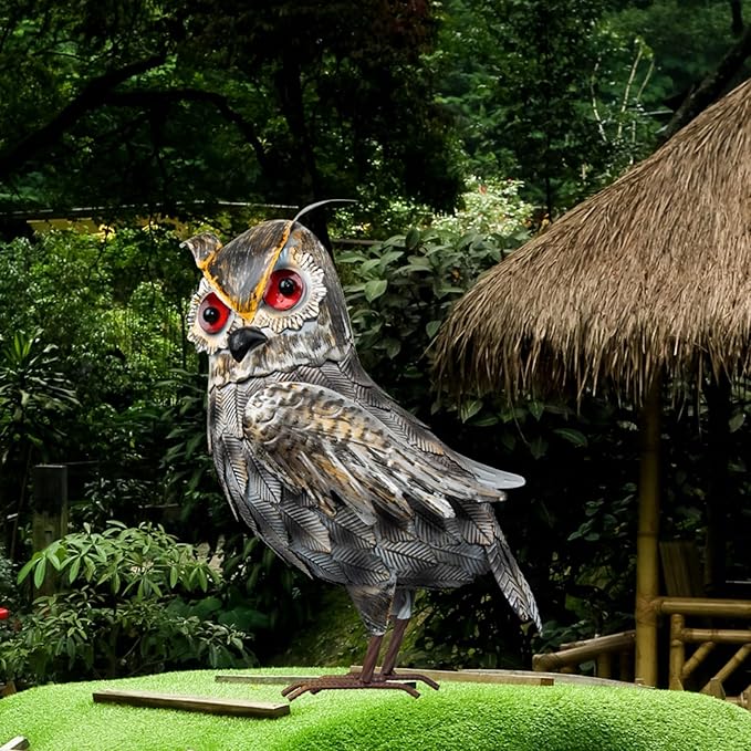 Metal Owl Outdoor Statue, Realistic Owl Garden Statue for Yard Home Lawn Patio Outdoor Decoration