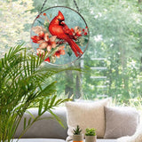 FONMY Cardinal Glass Suncatcher Window Hanging Decor., Red Cardinal Xmas Gifts for Women, Mom, Bird Lover,Red Bird Suncatchers for Windows,Home & Garden, Hand Painted Glass Christmas Ornament,(6inch)