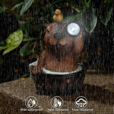 Joint Honglin Capybara Solar Garden Statue – Funny Outdoor Resin Animal Decor with Flashlight & Duck – Waterproof Yard Lawn Ornament with LED Light – Solar Powered Figurine for Patio, Porch, Landscape