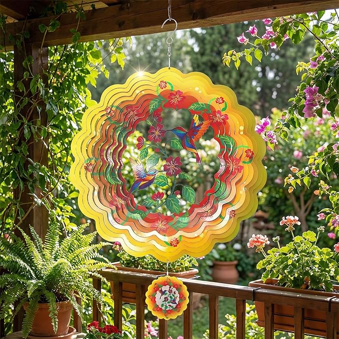 Hummingbird Wind Chime - Metal Wind Chime Weatherproof Outdoor Decorative Garden, Courtyard, Porch, Gift, Garden Hanging Decoration