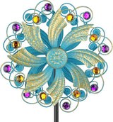 Metal Wind Spinners Outdoor, Golden Kinetic Wind Sculpture Garden Pinwheels with Metal Stake, Yard Art Decor for Patio, Lawn & Garden, Creative Gifts 57.5 * 13 Inch
