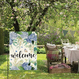 AVOIN colorlife Spring Hydrangea Flowers Garden Flag 12 x 18 Inch Double Sided, Seasonal Welcome Yard Outdoor Flag