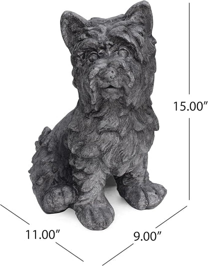 Cricket Dog CAST SONE Garden Statue, Outdoor Terrier Dog Garden Statue, Antique Gray Finish, No Assembly Required