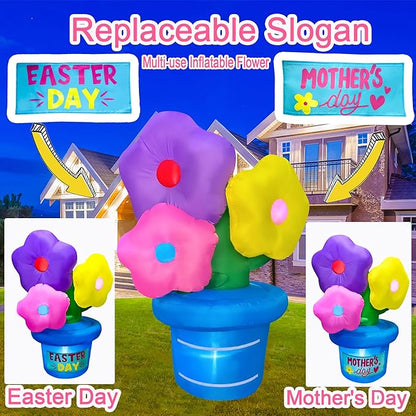 5FT Mother's Day Inflatable Flowers Decoration,Built-in LED Lights for Spring Yard Garden Lawn Indoor Outdoor Holiday Party Easter Mother's DayDecor