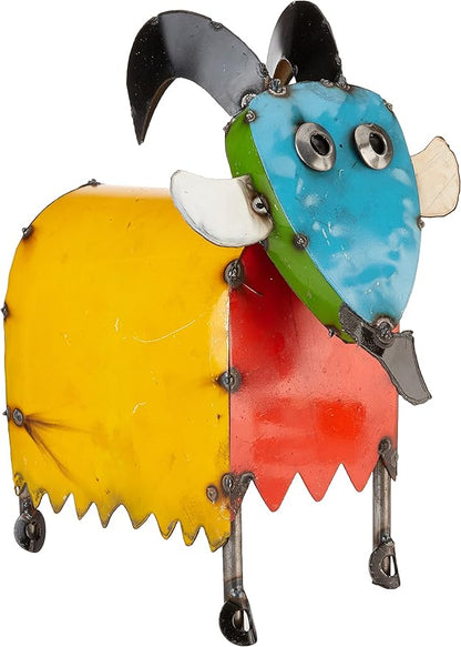Rustic Arrow Small Round Goat Head, Multicolor