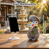 PETAFLOP Solar Powered Rabbit Garden Light, Bunny Holding Flower with Warm White LED, Outdoor Decor for Yard, Pathway, Lawn, Patio, Balcony