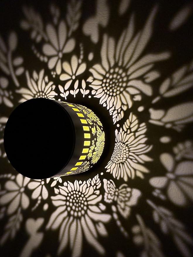Solar Outdoor Fence Lights Decoration 2 Pack, Solar Wall Step Deck Lights Outdoor Garden Decor with Hummingbird Sunflower Theme for Yard Art Porch Patio Backyard Decor, Gifts for Mom Women