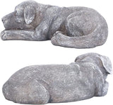 Hapivida Dog Garden Statue, Puppy Garden Memorial Stone Sleeping Dog Sculpture Decor Outdoor Resin Realistics Sculptures Grey