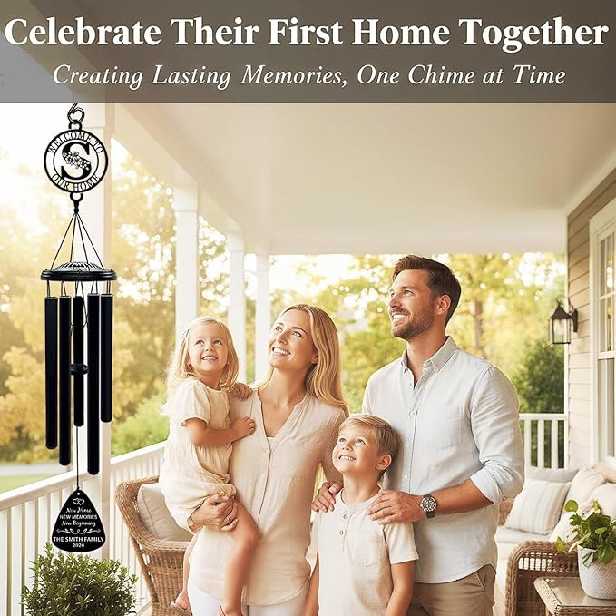 Personalized Housewarming Wind Chimes New Home Gift Custom House Warming Gifts for New Apartment Couple Outdoor Hanging Home Decor Decoration