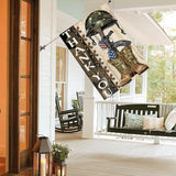 AVOIN colorlife Memorial Day Thank You Heroes House Flag 28x40 Inch Double Sided, Military Soldiers Boots Patriotic Veteran Yard Outdoor Decoration