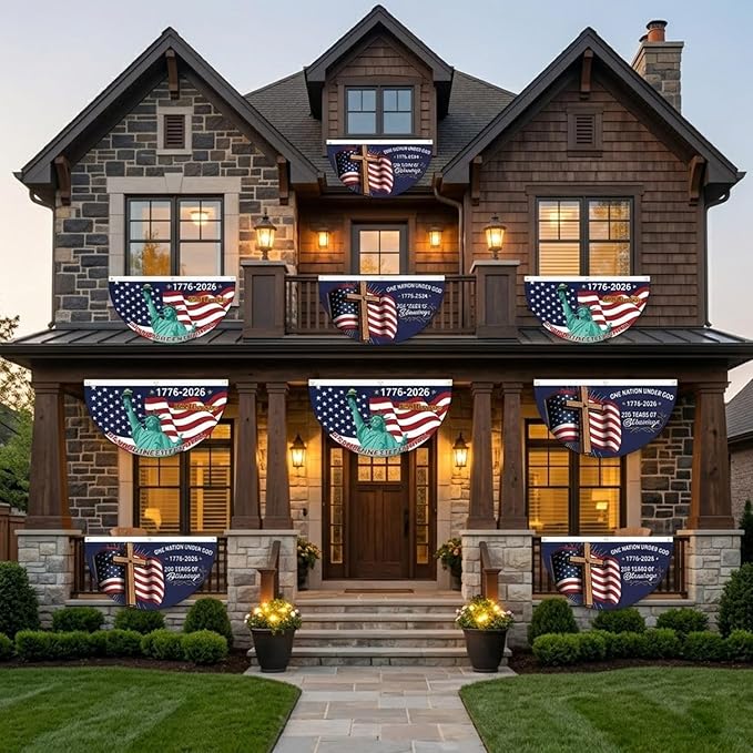 2PCS 250th Anniversary Flag 1.5x3 Ft Anniversary Flag, 1776-2026, 250 Years Birthday flags for Patriotic Yard, House Banner, Room, Porch, Wall, Fence, Outdoor Decorations(Style 4)