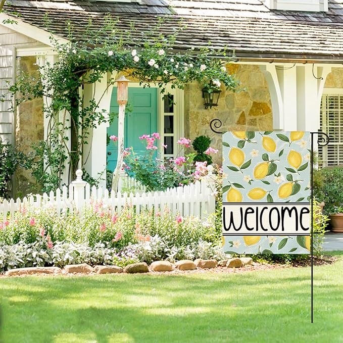 AVOIN colorlife Summer Lemon Garden Flag 12x18 Inch Double Sided Outside, Welcome Seasonal Yard Outdoor Flag