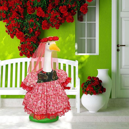 JcHrmers Kentucky Party Derby Day Goose Outfit Derby Horse Porch Goose Outfit Fits 23" Cement Plastic Goose Statue Rose Goose Clothes for Spring Outdoor Lawn Yard Garden Patio Holiday Decor
