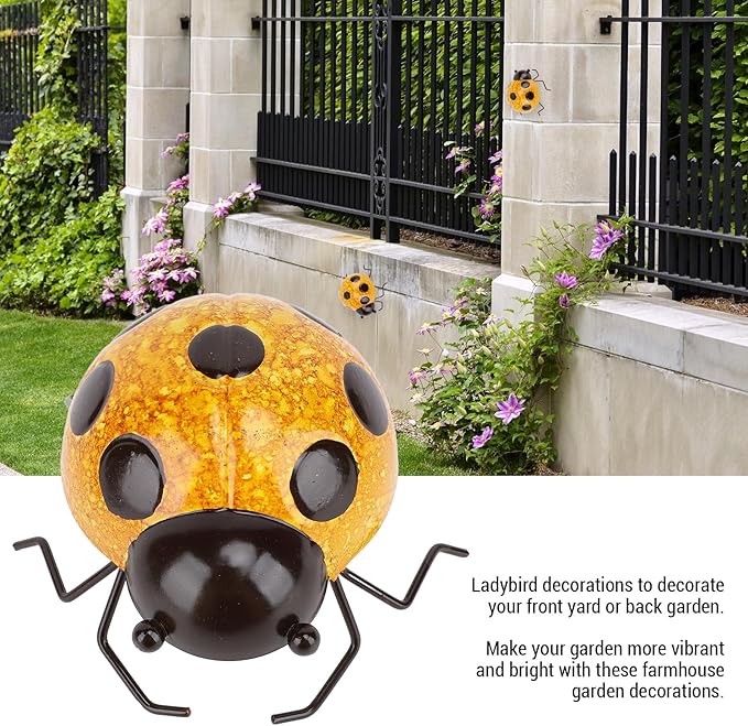 Focket Metal Garden Decor, Iron Handcrafted Industrial Coating Bright Colors Yard Art Lawn Ornaments Real Design Lifelike Easy to Install Metal Sculpture for Lawn, Yard (Yellow)