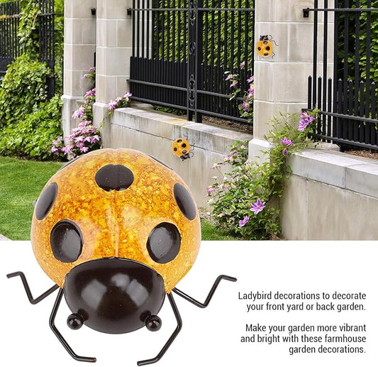 Focket Metal Garden Decor, Iron Handcrafted Industrial Coating Bright Colors Yard Art Lawn Ornaments Real Design Lifelike Easy to Install Metal Sculpture for Lawn, Yard (Yellow)
