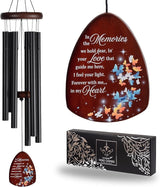 Memorial Wind Chimes for Loss of Loved One, Windchimes in Memory of a Loved One, Sympathy Gift Baskets, Bereavement Condolence Gifts, Memorial Gifts for Loss of Mom, 32" Sympathy Butterfly, Black