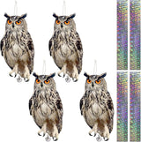 4PCS Hanging Effective Fake Owl Control Device Dual-Side Outdoors Owl with Reflective Tape for Patio Yard Outdoor Front Porch Backyard Windows