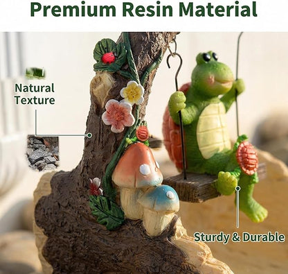 Tortoise On The Swing Gutter Downspout Extension Decoration,Rain Downspout Diverter Garden Statue,Decorative Gutter Extension,Downspout Splash Block,Animal Resin Statue Outdoor Décor