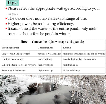 HITOP Outdoor Pond Heater - 150W 300W 600W Aquarium Heater for Small Ponds, Ponds De-icer with Long Cable Wire and Floatable Foam