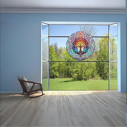 Wind Spinner, 3D Hanging Wind Spinner Ornament, Gifts for Women Mom Grandma, 12inch Metal Wind Kinetic Sculpture for Outdoor&Indoor Decor, Yard Art, Garden Decoration (New-Tree of Life)