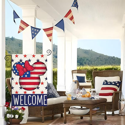 Welcome 4th of July Garden Flags for Outside 12x18 Inch Double Sided, Patriotic Stars Yard Decorations,Small Seasonal Decor for Summer Memorial Day,250th Years America Anniversary Farmhouse Holiday