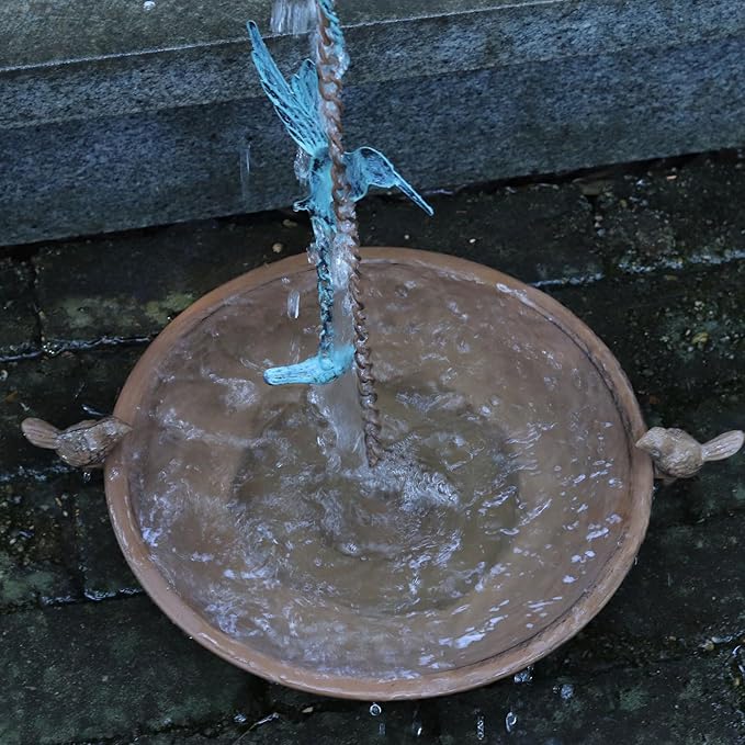 HOUYANG 12.4" Rain Chain Basin,Replacement for Standard Rain Chain Anchor,Metal Rain Chain Bowl,Outdoor Garden Yard Decor