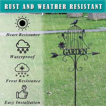 Decorative Garden Stakes，Metal Garden Sign for Outdoor Lawn Backyard Porch Pathway Decor