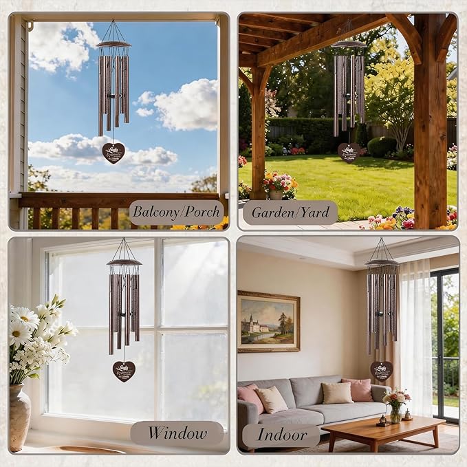 Friendship Gifts for Women - Metal Bestie Wind Chimes with Greeting Card Indoor Outdoor Patio Garden Porch Home Hanging Art Decor Graduation Birthday Thank Sisterhood Gift for Best Friends