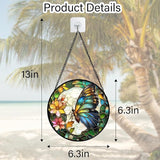 DASTOLL Stained Glass Window Hanging, Butterfly Flower Sun Catchers Diamond Glass Panel Hangings Insect Suncatcher Decor for Birthday for Women, Men, Wife, Aunt, and Mom 6.3 in