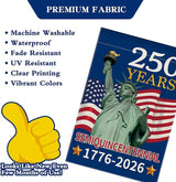 250th Anniversary America Garden Flag, 250 Anniversary USA Flag 1776-2026 Commemorative Patriotic 250 Years Banner 4th of July Yard Sign Double-Sided Waterproof Garden Flag 12x18 Inch
