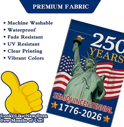 250th Anniversary America Garden Flag, 250 Anniversary USA Flag 1776-2026 Commemorative Patriotic 250 Years Banner 4th of July Yard Sign Double-Sided Waterproof Garden Flag 12x18 Inch