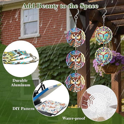 3 Inch Sublimation Wind Spinner Blanks, 5 Pack Double-sided Sublimation Metal Blanks Bulk for Transfer DIY, Aluminum 3D Wind Spinner for Indoor Outdoor Porch Garden Yard Window Hanging Decor