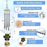 Personalized Pet Memorial Wind Chimes, Custom Photo Crystal Paw Print Suncatcher Ornament, Pet Keepsake Memorial Sympathy Gift for Loss of Dog Cat Lover, Remembrance Wind Chimes Outdoor Décor