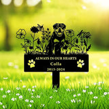 Personalized Flora Dog Memorial Garden Stake - Custom Cemetery Sign with Stake, Grave Plaque, Pet Headstone, Engraved Marker for Dogs