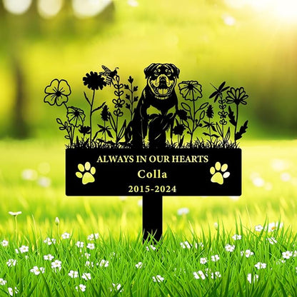 Personalized Flora Dog Memorial Garden Stake - Custom Cemetery Sign with Stake, Grave Plaque, Pet Headstone, Engraved Marker for Dogs