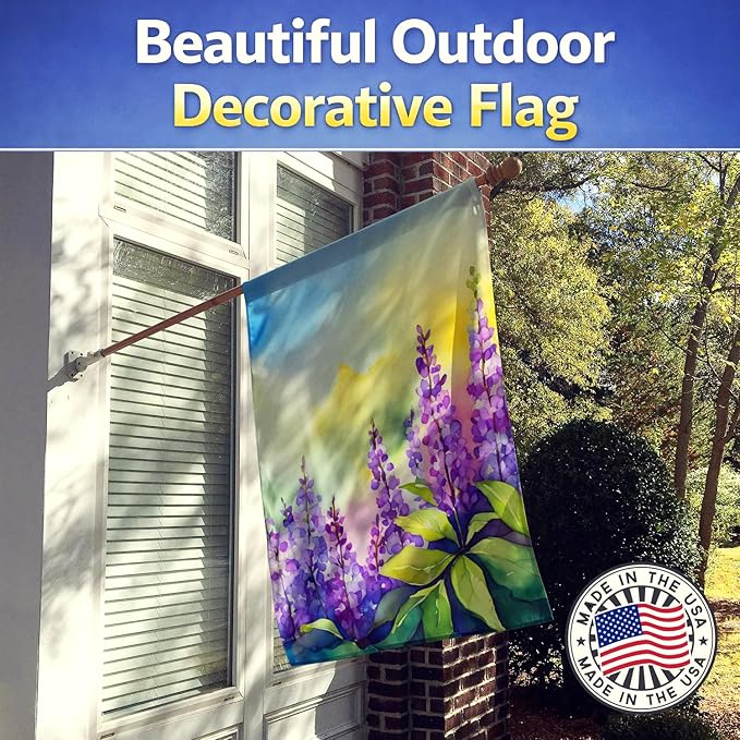 Caroline's Treasures Idaho Syringa in Watercolor House Flag Large Porch Sleeve Pole Decorative Outside Yard Banner Artwork Wall Hanging, Polyester, House Size, Multicolor