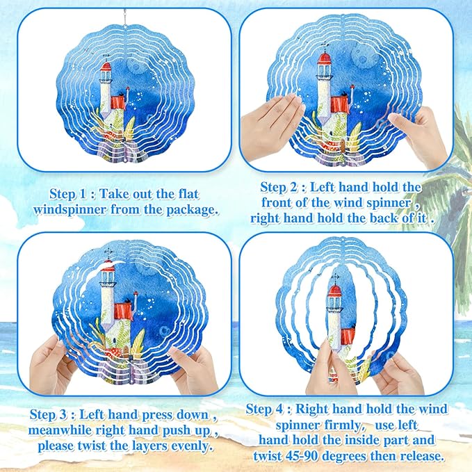 Weysat 6 Pack Sublimation Wind Spinner Blanks 3D Aluminum Wind Spinners Hanging Spinners DIY Crafts Ornaments for Indoor Outdoor Garden Yard Window Porch Front Door Decoration (10 Inch)