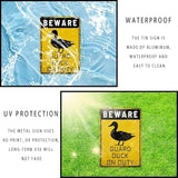 snowsun Beware Guard Duck on Duty Funny Metal Signs Vintage Tin Sign for Home Yard Farm Street Fence Wall Decoration 8×12 Inches