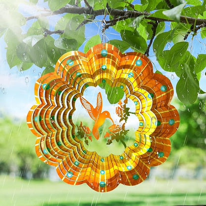 Goolyrusim Hummingbird Wind Spinner, Hummingbird Gifts for Women Mem, Humming Bird Wind Spinners Outdoor, 3D Hanging Wind Sculptures, Metal Art Yard Decoration, Garden Decor, Unique Housewarming Gift