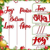 Roowest 5 Pack 12'' H Metal Christmas Yard Stakes Outdoor Decorations Joy Peace Love Believe Hope Garden Signs Christmas Potted Plant Stakes for Holiday Winter Home Lawn Garden Porch Party Decor