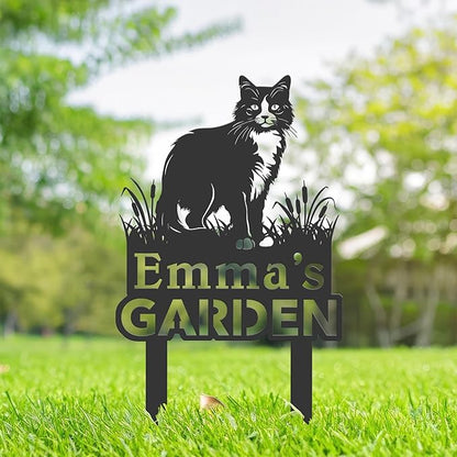 Personalized Cute Cat Kitten Metal Garden Sign,Custom Yard Sign With Stake,Outdoor Garden Décor,Pet Cat Lawn Garden Decorated Statue,Cat Sympathy Yard Metal Sign,Cat Lover Gifts Kailyard Plaque.