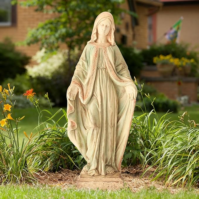 EROMMY Virgin Mary Garden Statue Outdoor 31.5” – Large Praying Holy Madonna Resin Sculpture, Blessed Mother of God Catholic Saint Yard & Lawn Religious Decor
